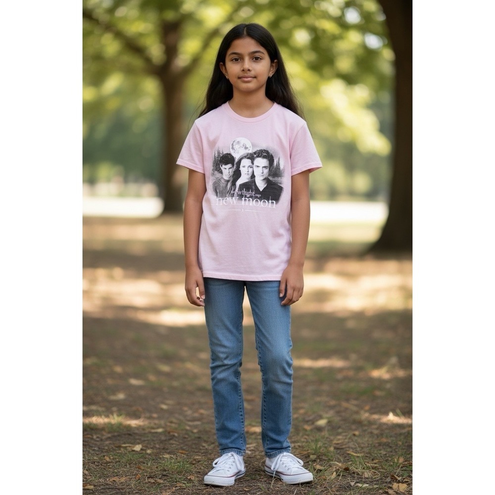 Twilight Shirt Youth Girl's Medium Pink Graphic Twilight Movie The New Moon NWT